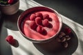 Raspberry smoothie bowl morning sun. Generate AI