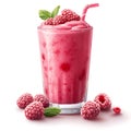 Raspberry Smoothie Drink Front View Isolated on White Background Royalty Free Stock Photo