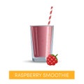 A raspberry smoothie in a glass