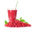 Raspberry smoothie and heap of berries Royalty Free Stock Photo