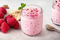 Raspberry smoothie or milkshake with berries. ai generative