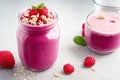 Raspberry smoothie or milkshake with berries. ai generative