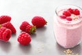 Raspberry smoothie or milkshake with berries. ai generative