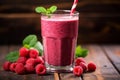 Raspberry smoothie with mint