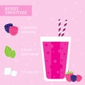 Raspberry smoothie recipe. Royalty Free Stock Photo