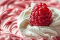 raspberry with a soft texture and a red color in a bowl with cream