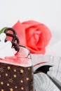 Raspberry souffle cake and rose