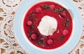 Raspberry soup with ice cream Royalty Free Stock Photo