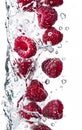 Raspberry splashing in water with bubbles isolated on white background. Royalty Free Stock Photo