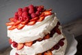 Raspberry and Strawberry Pavlova Dessert Royalty Free Stock Photo