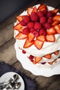 Raspberry and Strawberry Pavlova Dessert Royalty Free Stock Photo