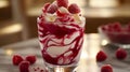 Raspberry Swirl Ice Cream Dessert in Glass Royalty Free Stock Photo