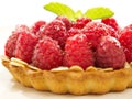 Raspberry tart with custard, close up Royalty Free Stock Photo