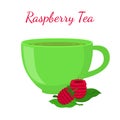 Raspberry tea in cup with berries. Healthy organic natural fruit tea Royalty Free Stock Photo