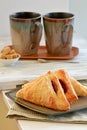 Raspberry turnovers and coffee vertical