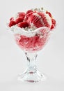 Raspberry and vanilla ice cream sundae with fruit Royalty Free Stock Photo