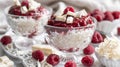 Raspberry White Chocolate Rice Pudding Dessert Bowls Royalty Free Stock Photo