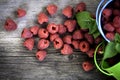 Raspberry on a wooden background Royalty Free Stock Photo