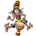 Rasta Bongo Musician funny cool cartoon character vector illustration Royalty Free Stock Photo