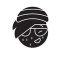 Rasta emoji black vector concept icon. Rasta emoji flat illustration, sign