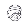 Rasta Emoji concept line editable vector, concept icon. Rasta Emoji concept linear emotion illustration