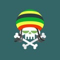 Rasta skull. Skull addict with dreadlocks and bones. Dead from d