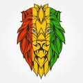 Rasta theme with lion head on black background. Vector illustration.