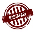 Rastafari - red round grunge button, stamp