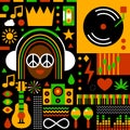 Rastafarian background. Reggae music design for reggae party, festival, radio station or rastafarian bar. Jamaican style music