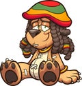 Rastafarian cartoon bear sitting down relaxing