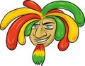 Rastafarian male cartoon character. Jamaican man