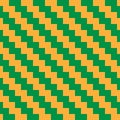 Rastafarian motif seamless pattern. Green yellow orange diagonal zigzags. Vector vintage reggae background