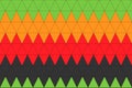 Rastafarian motif seamless pattern. Green yellow red black triangles. Vector vintage reggae background