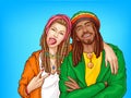 Rastafarian subculture people pop art vector