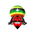 Rastaman devil. Rasta cap and dreadlocks. Satan for Rastafarians Royalty Free Stock Photo