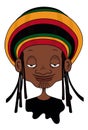 Jamaican colors Hoodie Wearing Rastaman Illustration