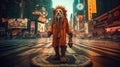 Rastaman Lion Shaman Wizard On New York City Time Square Crosswalk