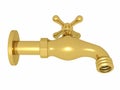 Pipe faucet gold back view right bottom Royalty Free Stock Photo