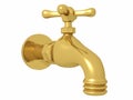 Pipe faucet gold side view right Royalty Free Stock Photo