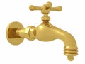 Pipe faucet gold view right one coin