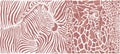 Raster background of giraffes and zebras Royalty Free Stock Photo