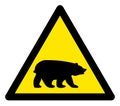 Raster Bear Warning Triangle Sign Icon