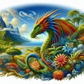 raster bitmap colorful vivid dragon