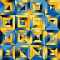 Raster Blue Yellow Gradient Seamless Quilt Square Diagonal Geometric Patchwork Royalty Free Stock Photo