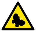 Raster Butterfly Warning Triangle Sign Icon