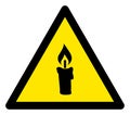 Raster Candle Warning Triangle Sign Icon