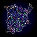 Raster Carcass Mesh Map of Koh Samui with Glare Spots for Christmas Royalty Free Stock Photo
