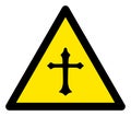 Raster Christian Cross Warning Triangle Sign Icon Royalty Free Stock Photo