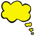 Raster comic empty yellow bubble speech in pop art style. hand drawing doodle illustration