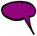 Raster comic empty purple bubble speech in pop art style. hand drawing doodle illustration